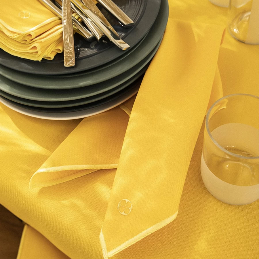 Degrenne Paris Sunflower Yellow Cotton Linen Window Shades - Stylish Home Decor