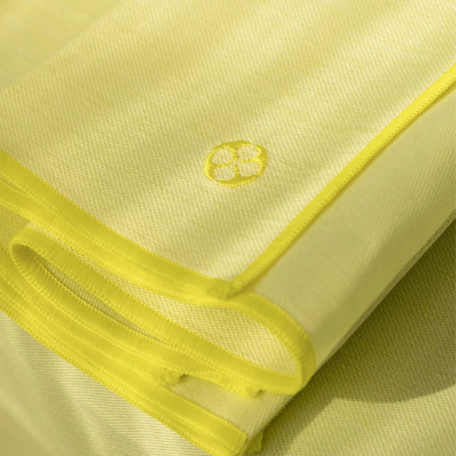 Degrenne Paris Pale Yellow Cotton Linen Lamp Shades - Elegant Home Decor Lighting