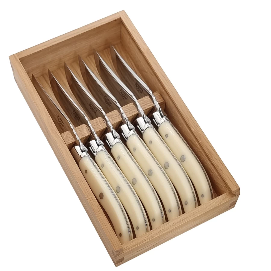 Degrenne Paris Laguiole Luxury Steak Knives Set - Elegant French Table Cutlery