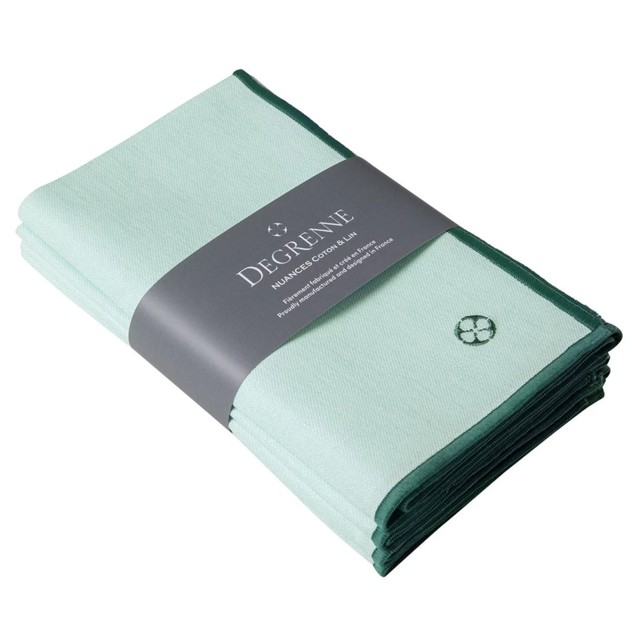 Degrenne Paris Mint Green Cotton Linen Blend Window Shades - Elegant Light Filtering Curtains