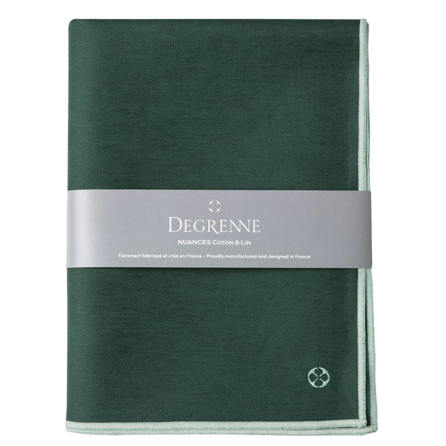 Degrenne Paris Emerald Green Cotton Linen Blend Window Shades for Natural Light Filtering